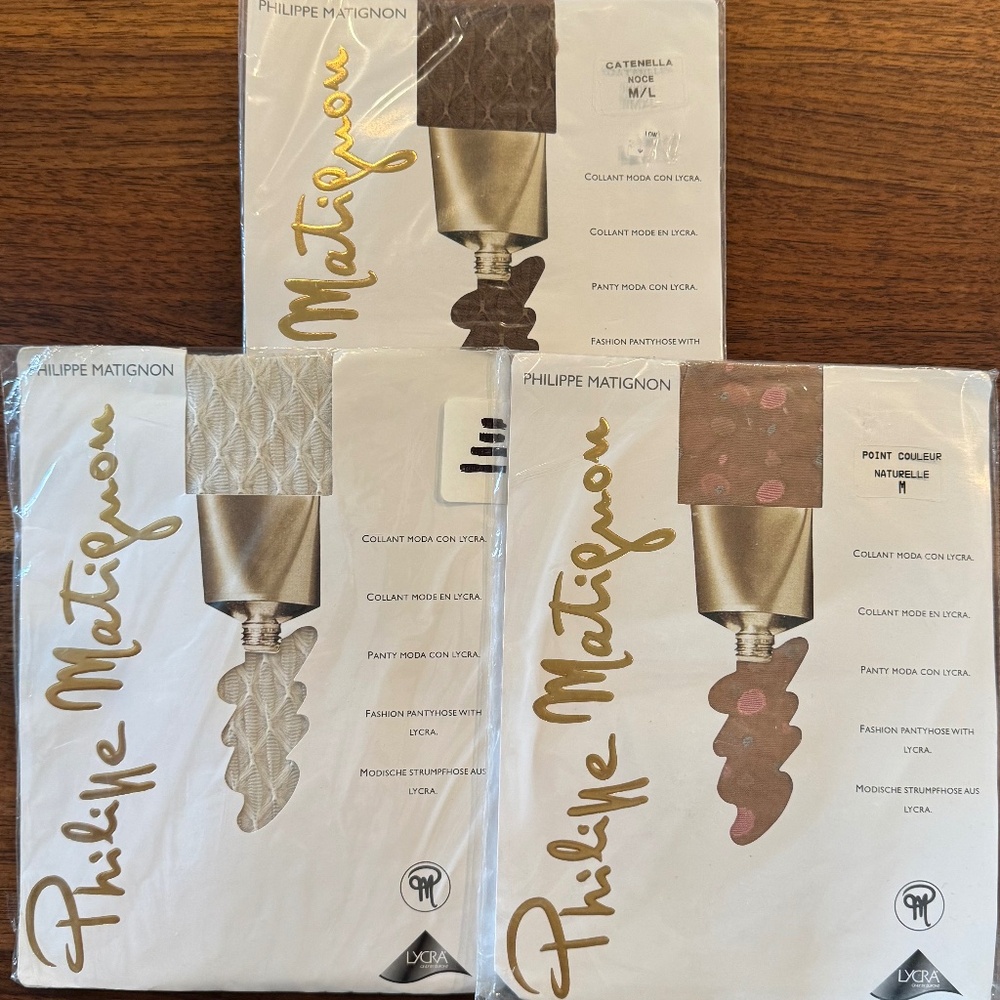 Philippe Matignon lot of 3 pairs, Catenella and Point Couleur, S, S/M, M/L